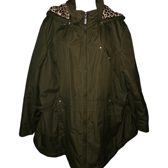 Jaclyn Smith Animal Printed Hood Coat - Picture 1 of 4